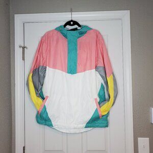 Bleecker & Mercer Color block 80s style Pullover windbreaker jacket M